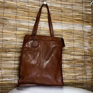 Leather Brown Tote Backpack with Anchor Charm